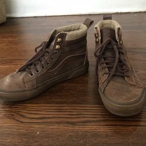 Brown Leather High Top Vans